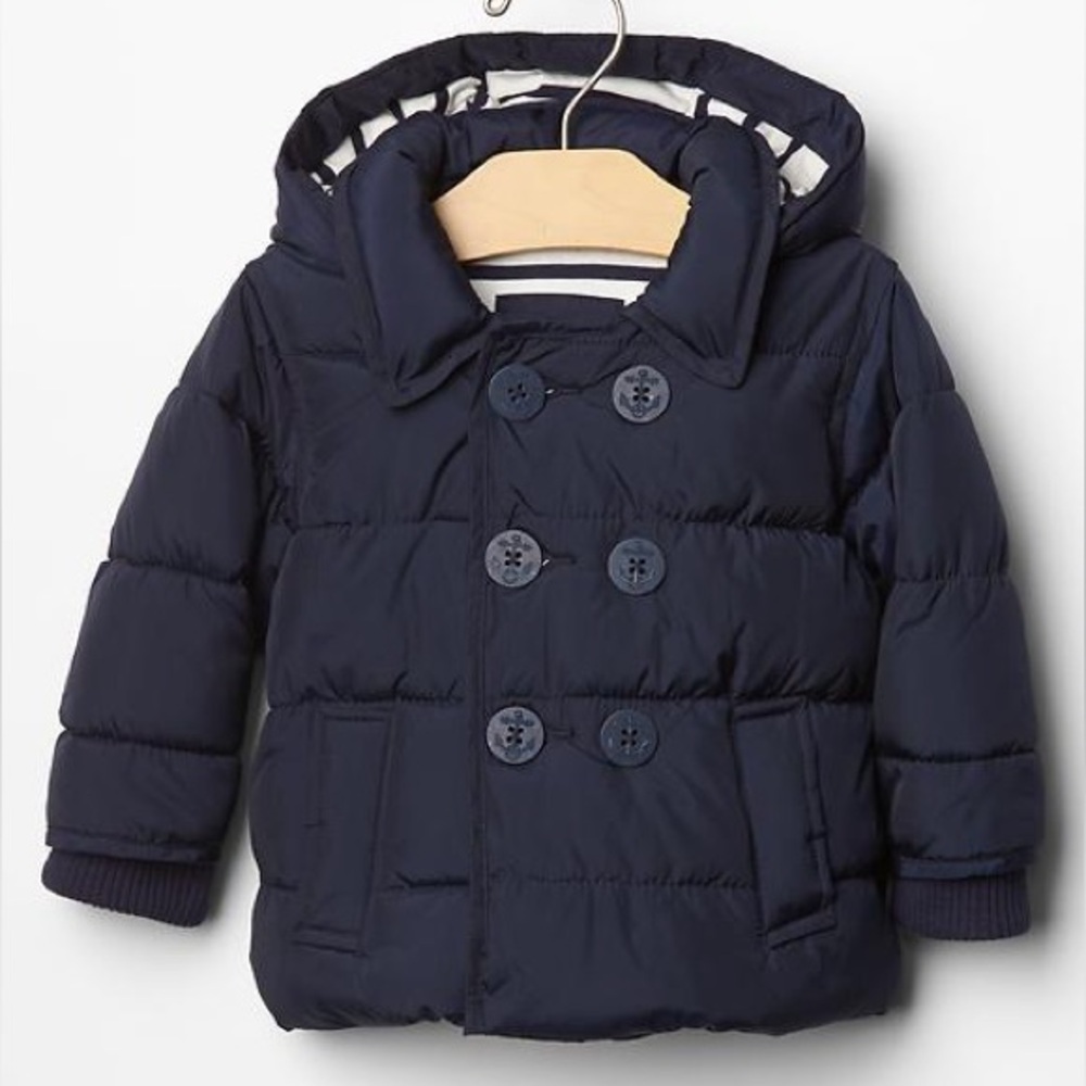 GAP Navy Puffer Hooded Kids Jacket